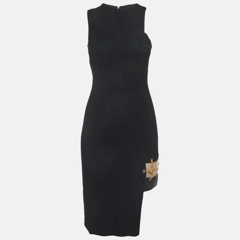 Versus Versace Black Crepe Sleeveless Fitted Dress S